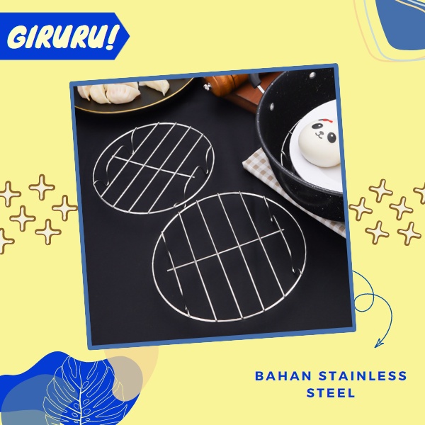 TATAKAN PANCI KUKUS MAKANAN STAINLESS STEEL  / ALAS PANCI STAINLESS STEEL STEAM MAKANAN / Alas Kukus Alas Anti Panas Tatakan Panci Stainless Steel / Tatakan / rack steamer / tray alas panas piring stainless / Tatakan Panci Kukusan Stainless Wajan Kukus