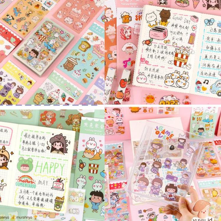 

L26 (6lembar) stiker sticker PVC anti air motif kartun cartoon lucu cute kawaii aesthetic GRATIS ONGKIR Ł