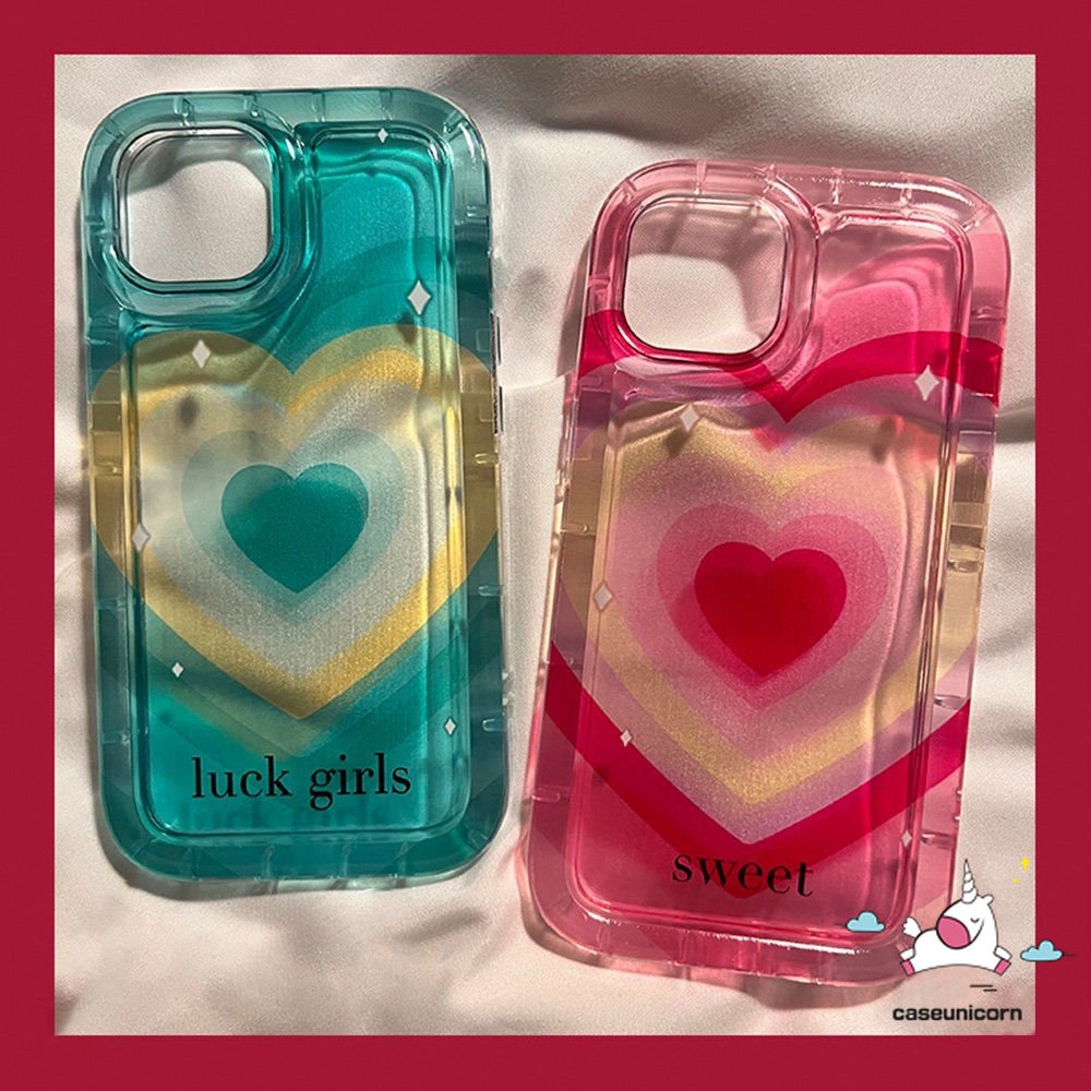 Airbag Shockproof Back Cover Untuk Redmi 10 9 12C 10C Note 9 10s 11 11s 8 Redmi 10 9C NFC 9A 10A 9T A1 POCO F4 INS Gradasi Sweet Love Heart Bantalan Udara Anti Jatuh Soft Case