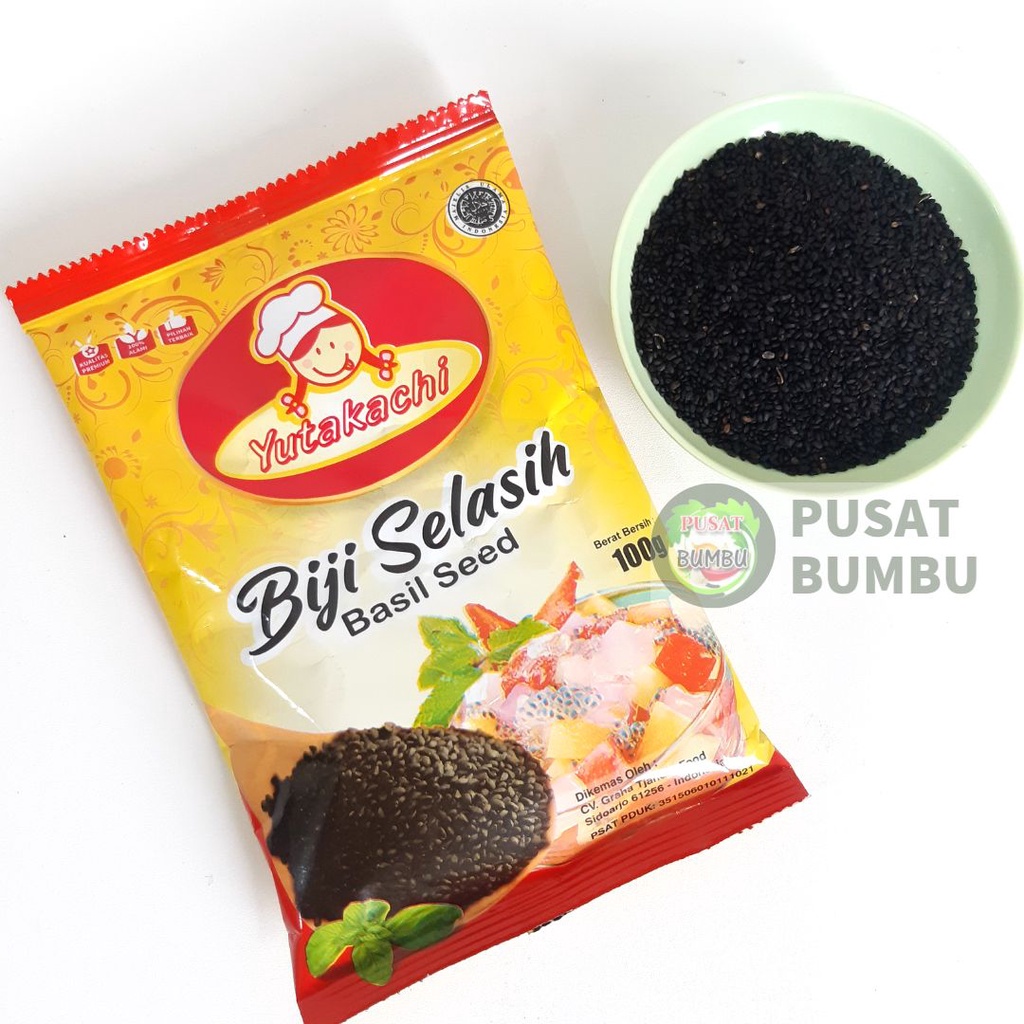 Biji Selasih Kemasan Renteng 100gr x 10pcs / Selasih Super 1Kg Yutakachi / Basil Seed / Pusat Bumbu