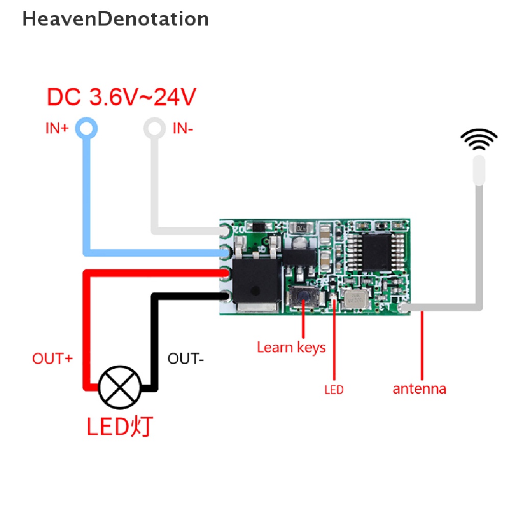 [HeavenDenotation] Saklar Remote Control Universal Wireless433Mhz DC 3.6V-24V 433Mhz 1ch RF HDV