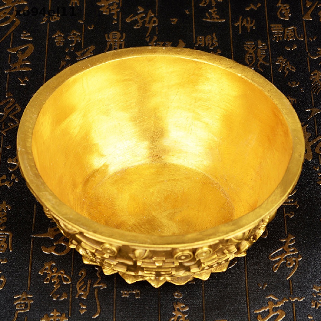 Xo Mangkok Baskom Persembahan Air Harta Karun Feng Shui Buah Altar Golden Brass Bowl OL