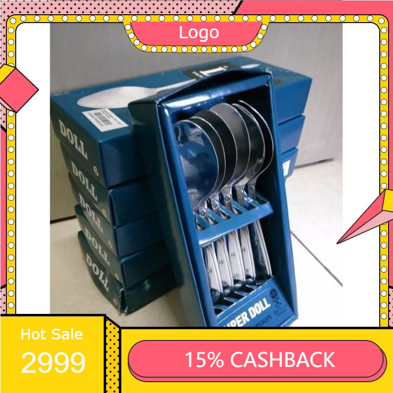 6PCS SENDOK SUPER DOLL/ SENDOK STAINLESS SUPER DOLL/ SENDOK MAKAN BESI TEBAL/ SENDOK STAINLESS TEBAL
