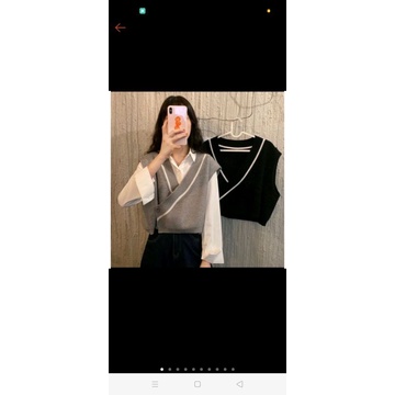 VEST RAJUT CROP TOP NIGGO HATUMI VEST KANCING SAMPING