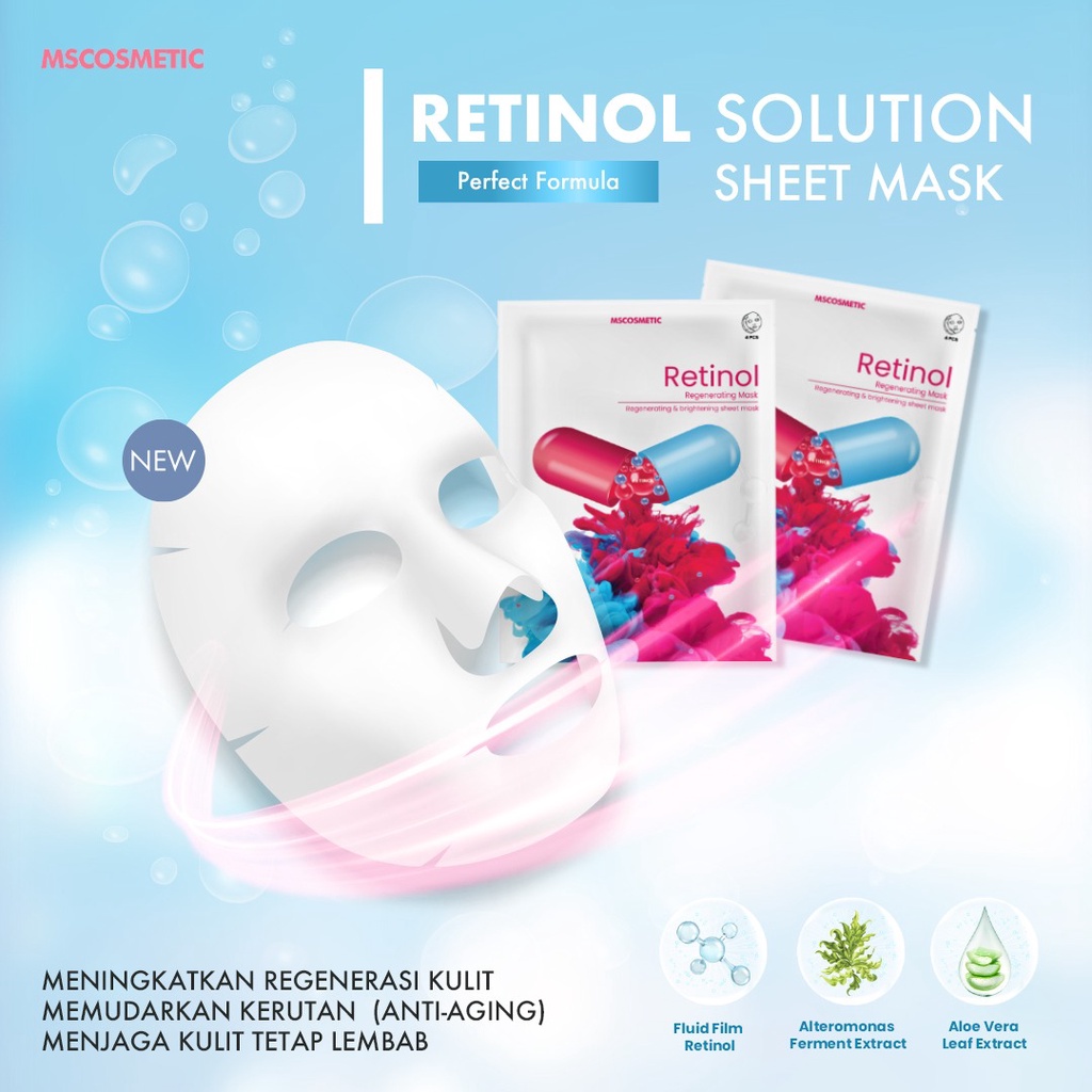 MS Glow New Sheet mask retinol Regenerating &amp; brightening sheet mask masker wajah msglow