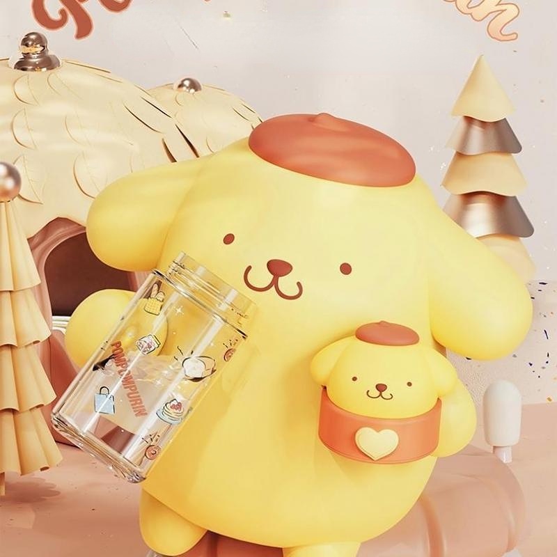 Kawaii Sanrioed Botol Air Kuromi Cinnamoroll Pompompurin Kartun Anime Gelas Boneka Cup Lengan Mainan Untuk Anak-Anak Laki-Laki Perempuan Hadiah