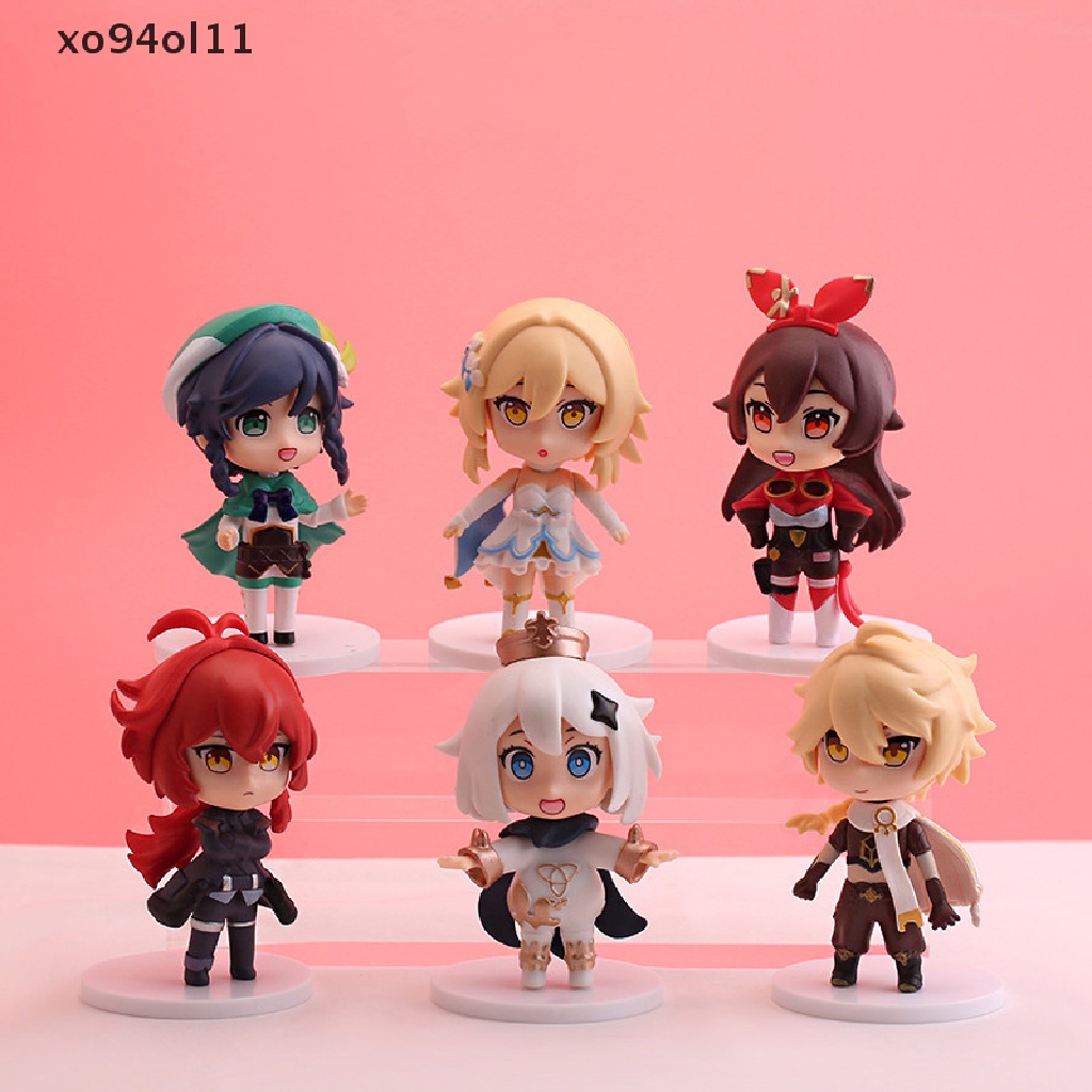 Xo 6Pcs/set 10cm Gambar Anime Lucu Genshin Impact Paimon Model Koleksi Mainan Boneka OL