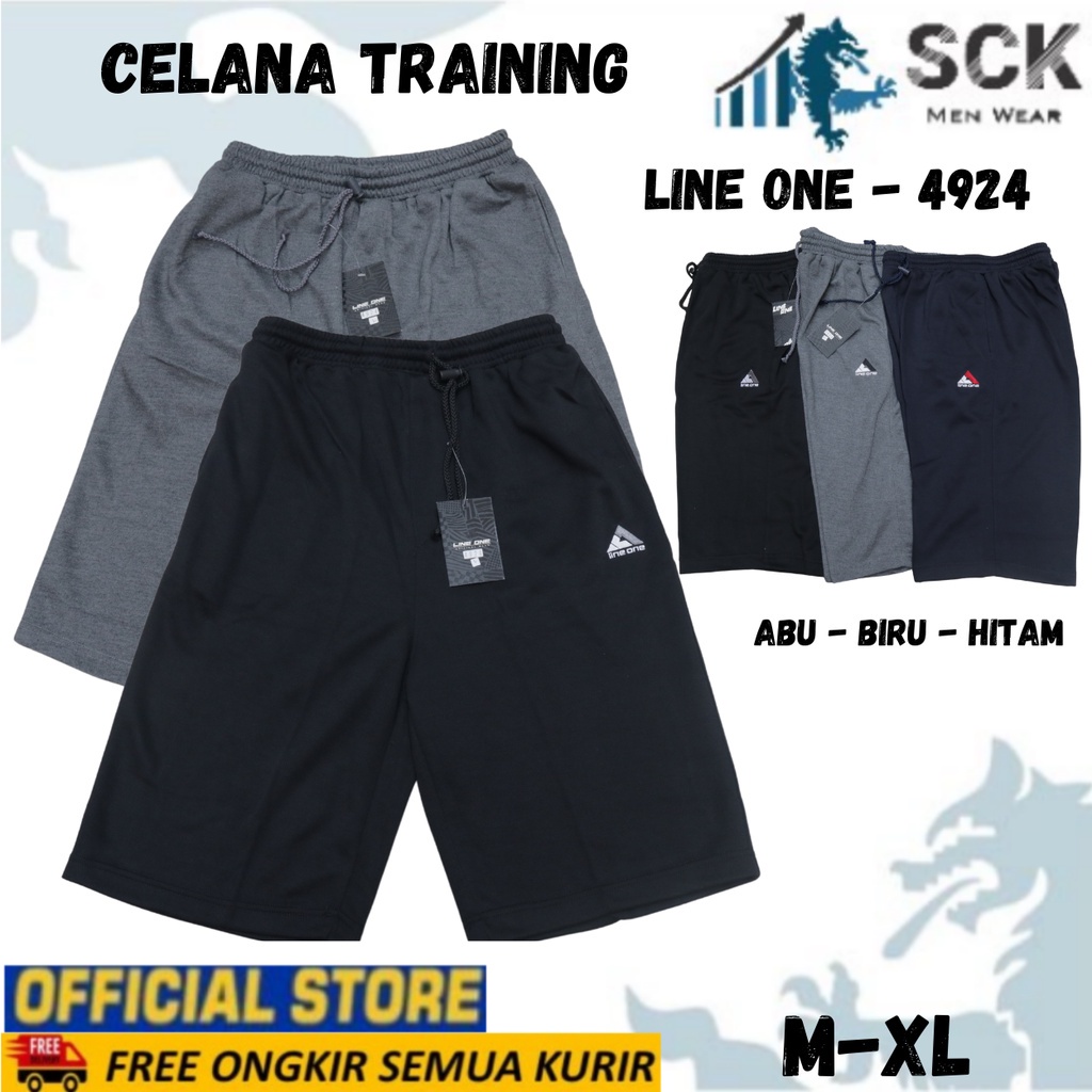 Celana Pendek Training LINE ONE Pria Wanita Unisex Bahan Tebal Katun Motif Kombinasi / Pakaian Olahraga- sckmenwear GROSIR