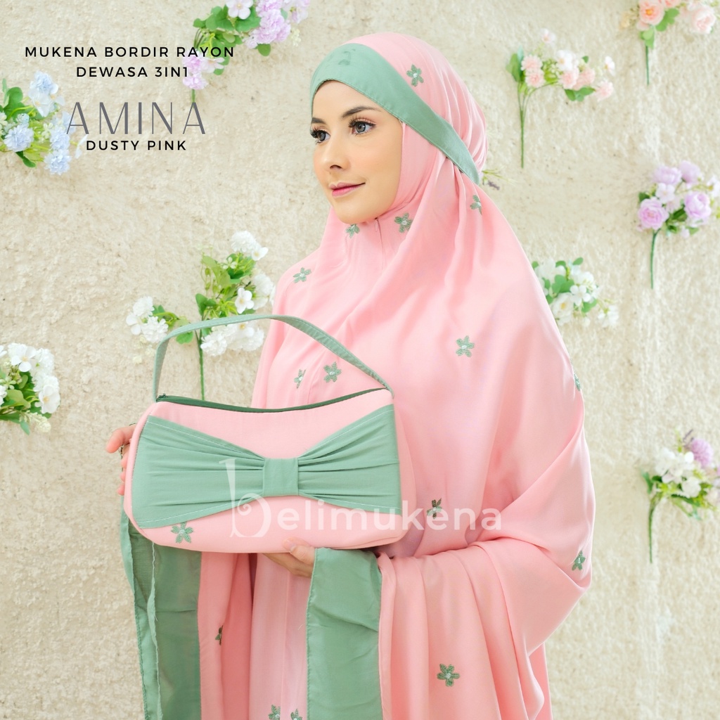 Mukena Rayon Dewasa 3in1 Bordir Amina