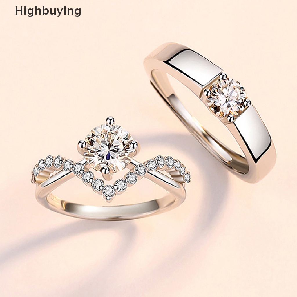 Hbid Fashion Cincin Pasangan Bertatahkan Zirkon Dapat Disesuaikan Untuk Wanita Pria Cincin Kawin Perhiasan Hadiah Glory