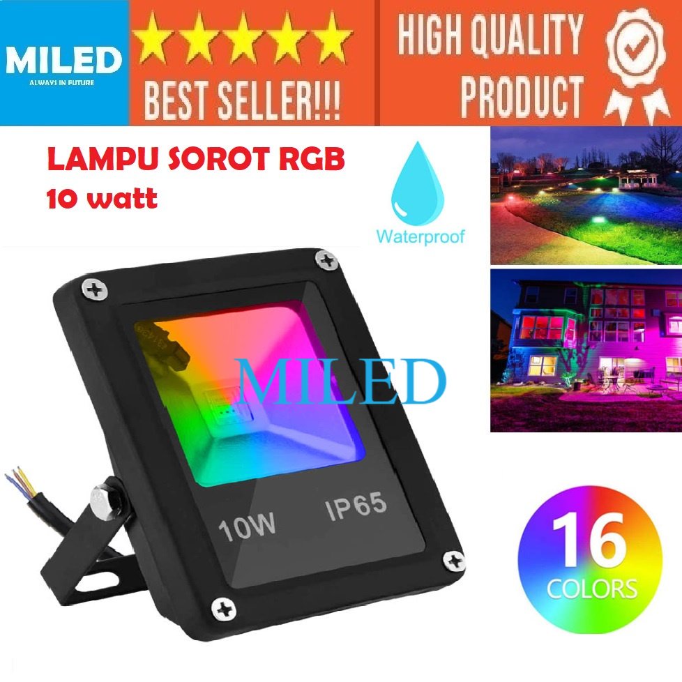 LAMPU SOROT 10 WATT PUTIH/KUNING/WARNA WARNI - LAMPU TEMBAK DEKORASI-TAMAN-PANGGUNG ANTI AIR