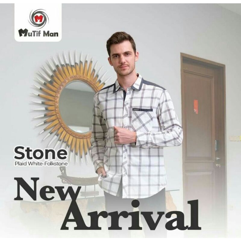 KEMEJA MUTIF STONE PLAID WHITE - FOLKSTONE, KEMEJA MUTIF AIMAN NAVY MOOD PLUM