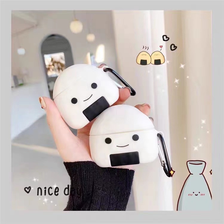 3d Lucu Kartun Nasi Bola Gimbap Bluetooth Earphone Case Cover Untuk Airpods1 2 PRO I12 I13 inpods 12 13 PRO TWS Headphone Pelindung Silikon Lembut