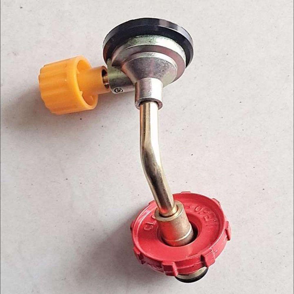 Lanfy Adaptor Pengisian Tabung Gas Charging Valve Tabung Gas Cair Coupler Cartridge Inflator Alat Gas Datar Camping Luar Ruangan Butane Cylinder Tank Adapter