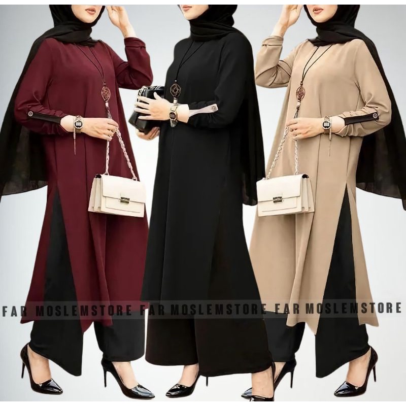 TUNIK POLOS CRINKLE AIRFLOW PREMIUM/KANAYA TUNIK/ATASAN MUSLIM WANITA/FASHION MUSLIM WANITA KEKINIAN/FAR MOSLEMSTORE