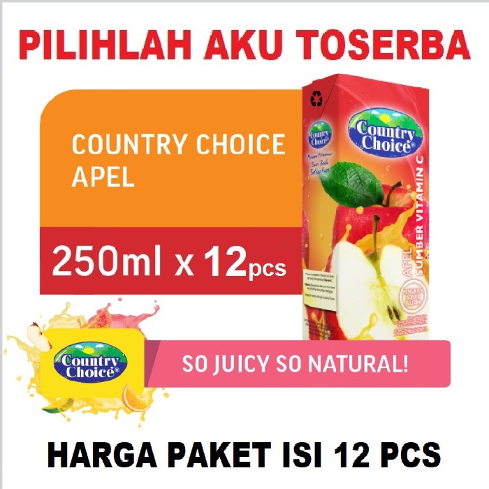 Country Choice APPLE Jus Apel 250 ml - ( HARGA 12 pcs )