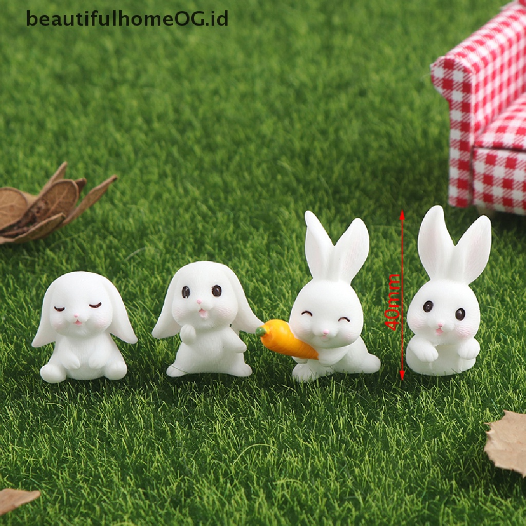 // Beautifulhomeog.id// 4Pcs Easter Rabbit Carrot Miniatur Dekorasi Taman Mini Bunny Easter Cupcake Decor **