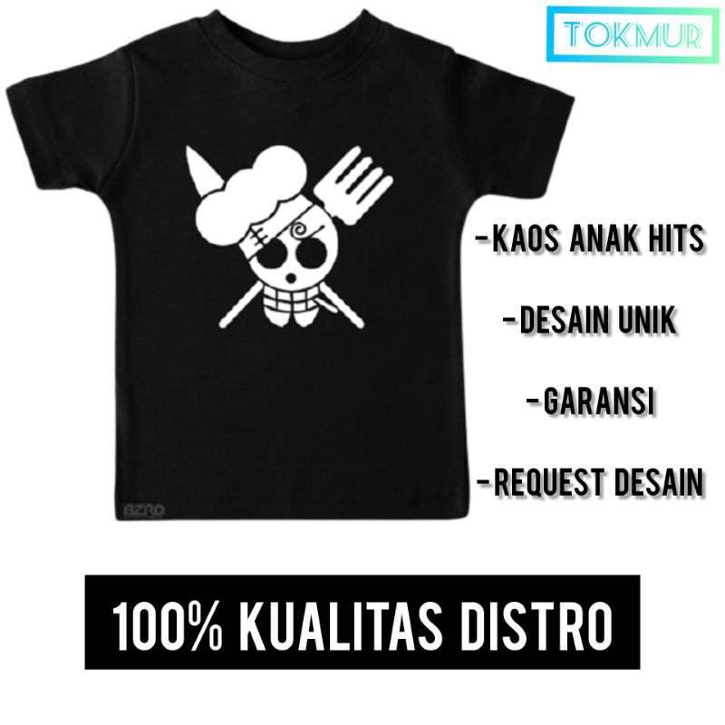 COD Baju Kaos Anak Tanggung Atasan Anime Kartun One Piece Sanji Tengkorak Cowok Cewek Custom Murah