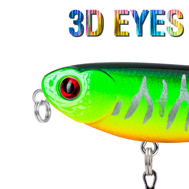 3d Mata 6warna 1PCS 5.7cm/5g Mengambang Ikan Kecil Lure Laser Casting Memancing Lure Topwater SwimBait Double Treble Hooks Spinner Umpan