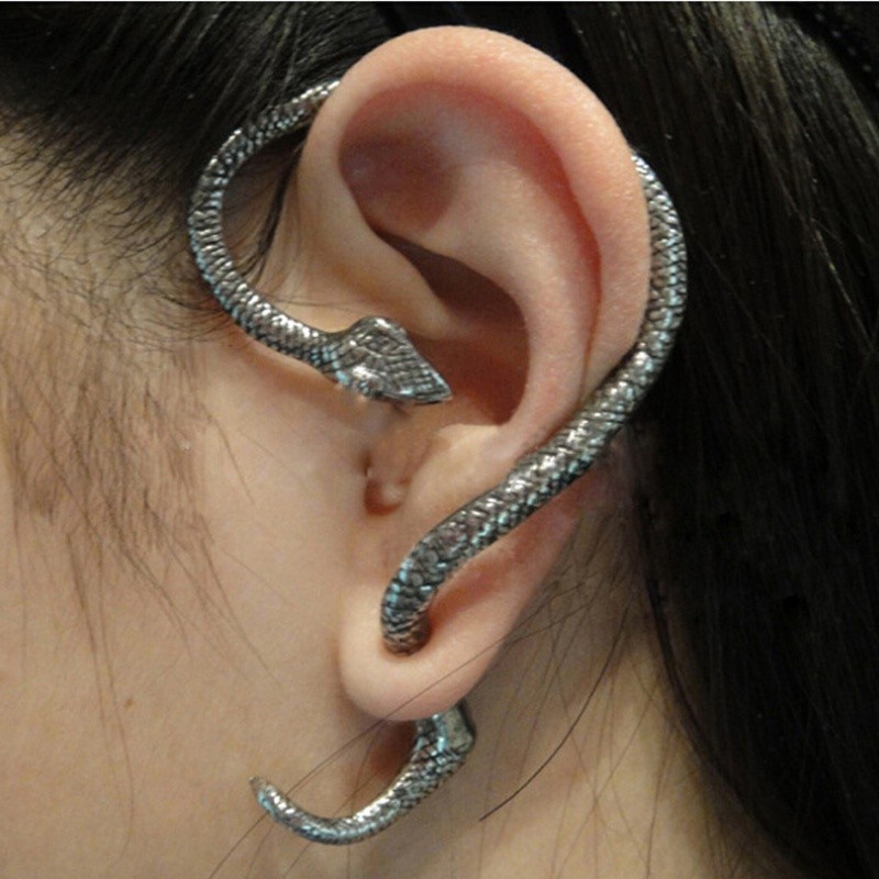 1pc woman fashion Gaya punk retro Bentuk Ular Anting Sekrup hip-pop ear stud