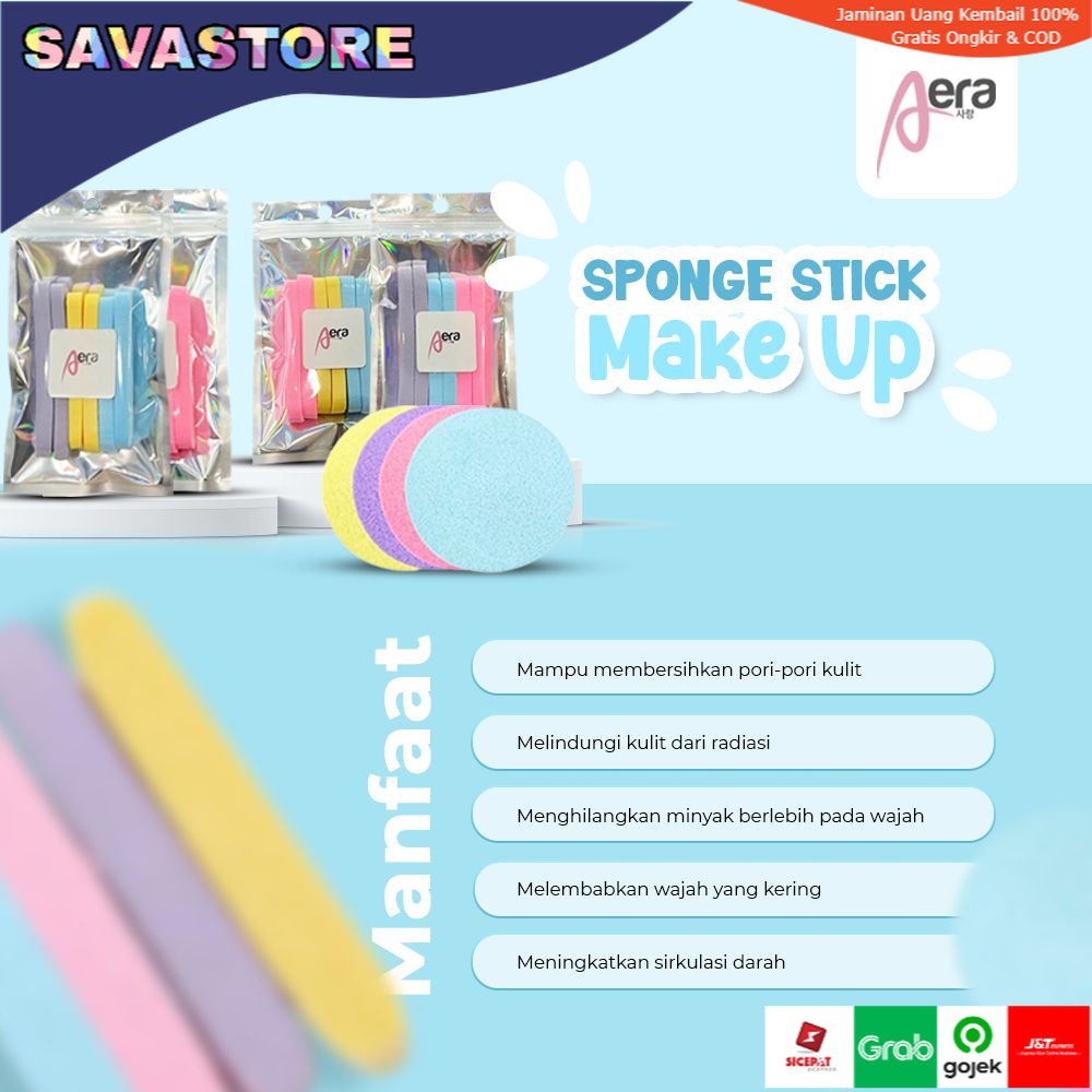 Spon Kentang - AERA Sponge Stick Fries Facial Cleanser 6pcs Compressed Facial Sponge