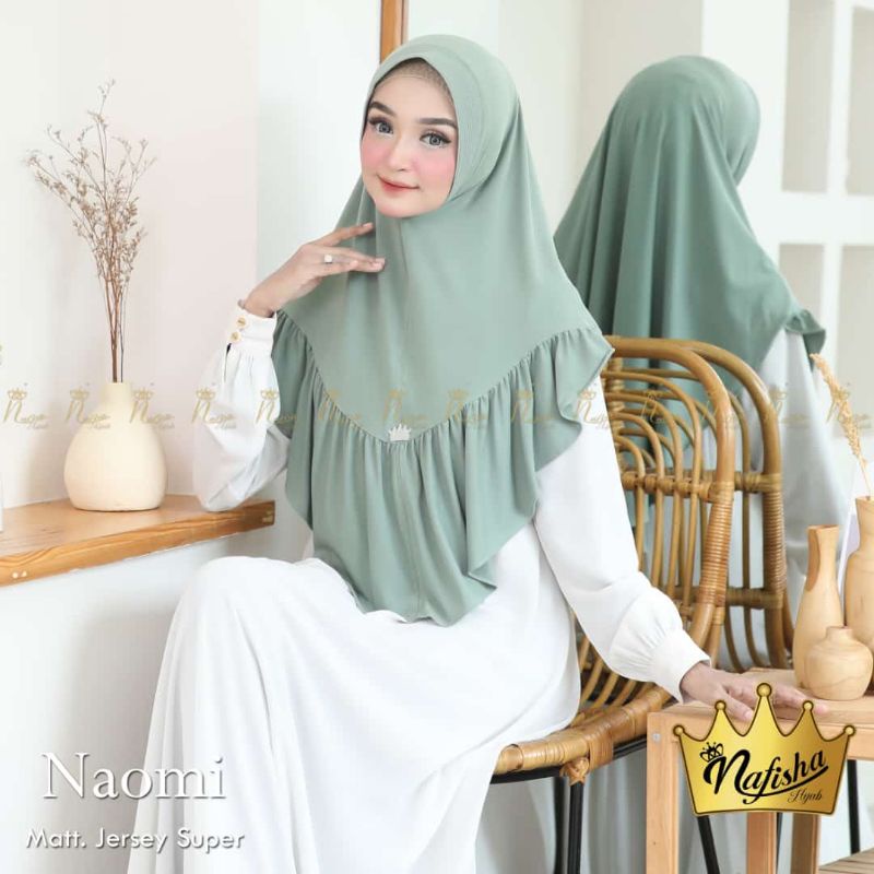 (Ori Nafisha) NAOMI •jilbab instan•hijab instan jersey super•kerudung pet rempel