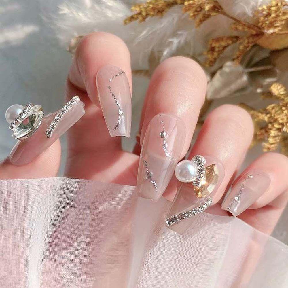 Agustina Kuku Berlian Imitasi Fashion Pesona Kuku Mewah Manikur Aksesoris 3D Nail Drills