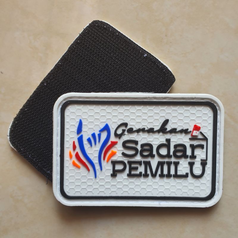 patch rubber logo gerakan sadar pemilu / pemilihan umum / tempelan emblem karet velcro