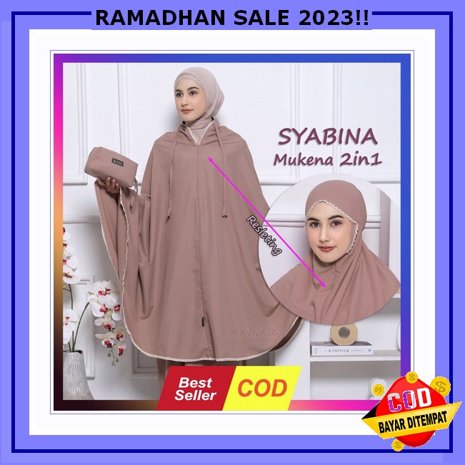 Mukena Dewasa Rayon Premium Gracella Putih Tulang Bw Broken White Jumbo Mewah Ready(X4E1) Mukena Dew