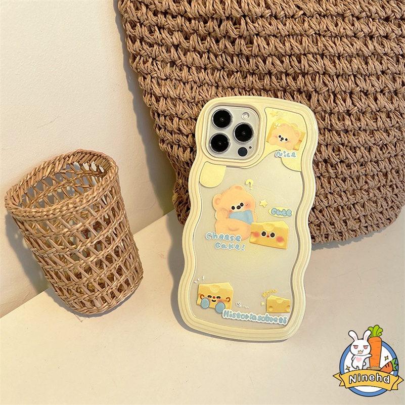 Samsung Samsung A14 A04s A04e A04 A03s A03 A13 A12 A22 A32 A33 A54 A53 A73 A23 M23 A52s A52 A72 A71 A51 A31 A02s A21s A34 A50 A50s A30s A30 A20 A11 A10 S20 S21 FE S22 Ultra Cute Cheese Bear Bening Glossy Lembut Bergelombang Pelindung Tepi Casing Handphone