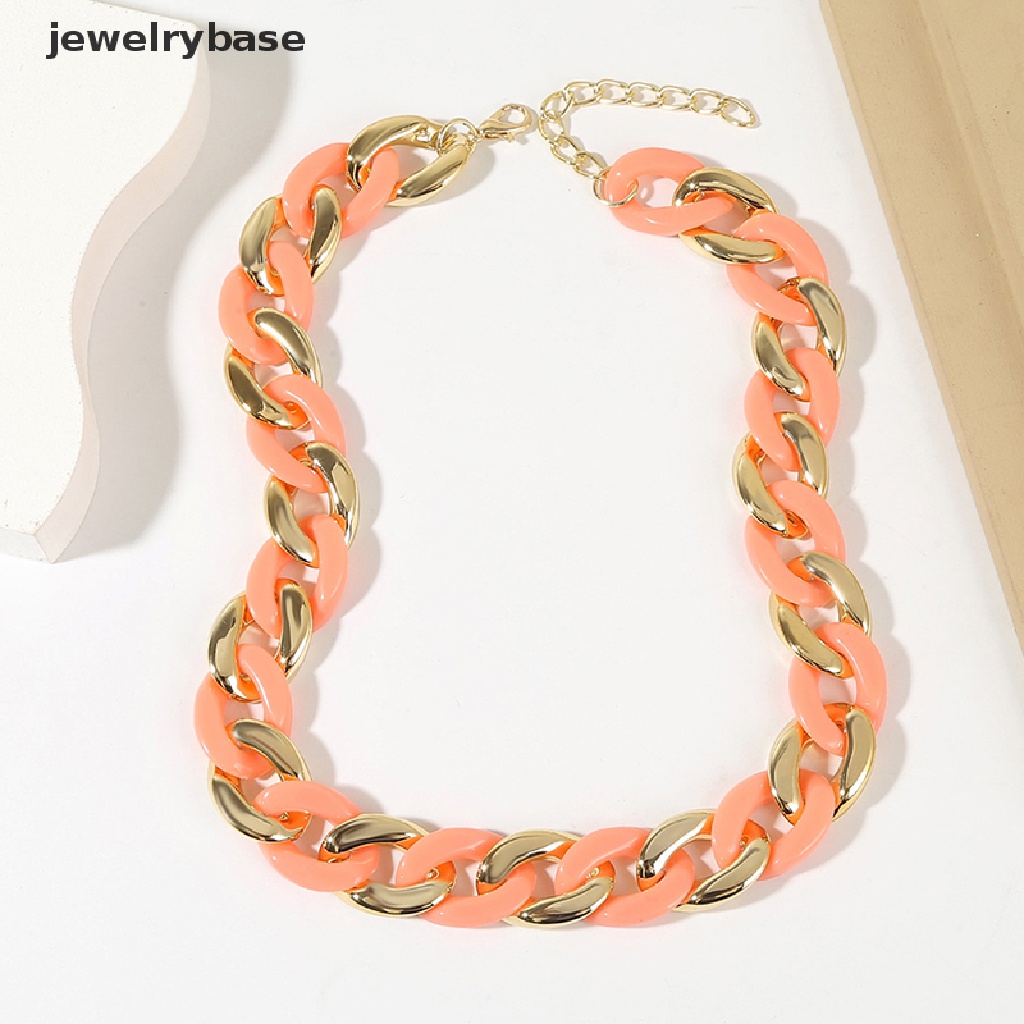 [jewelrybase] Akrilik Besar Chunky Tebal Choker Kalung Resin Kalung Perhiasan Retro Gaya Hip Hop Warna Tidak Luntur Resin Akrilik Kalung Ins Gaya Y2K Kalung Butik
