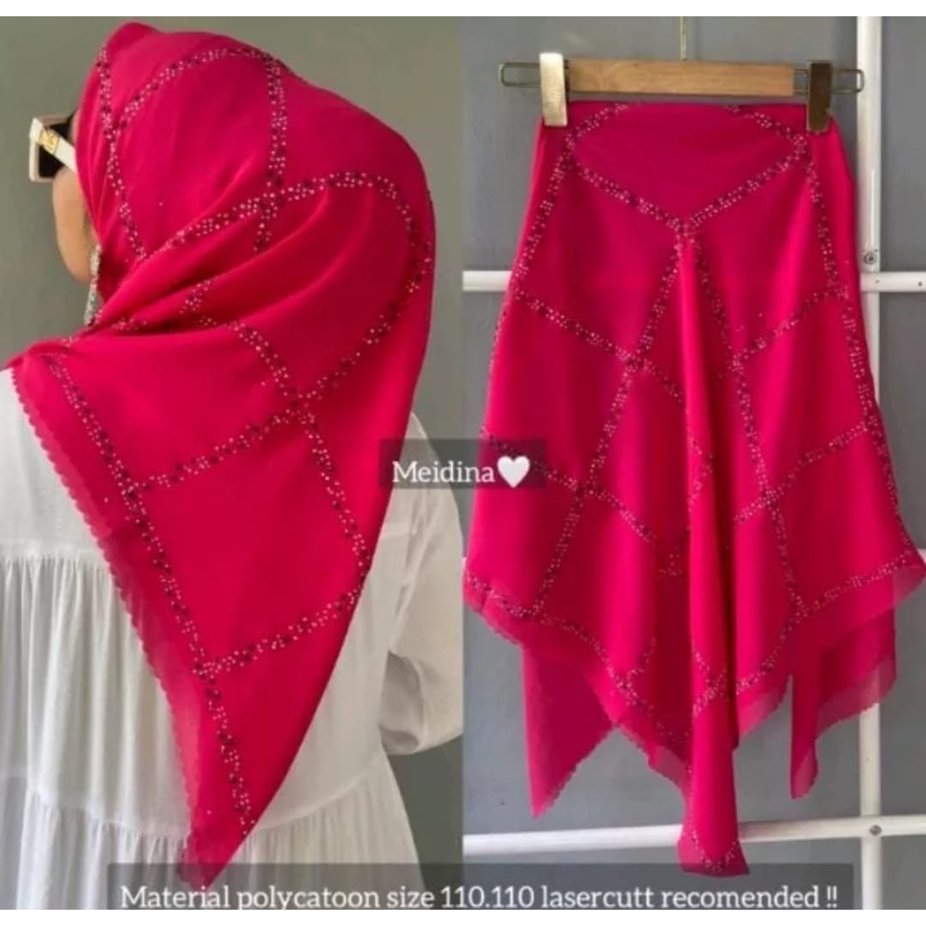 COD MOTIF TERBARU HIJAB payet glamor SEGIEMPAT mewah / JILBAB SEGI EMPAT LASER CUT MURAH BAHAN POLYC