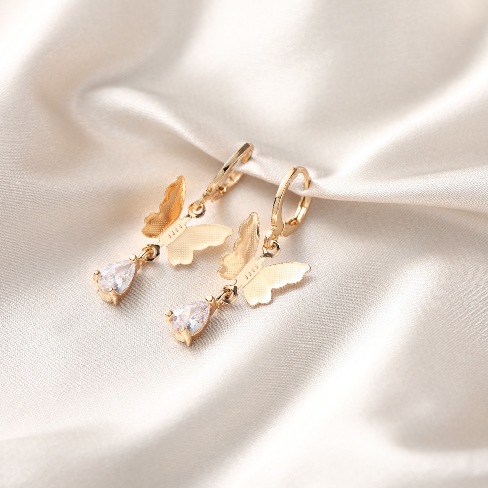 Anting Kupukupu Korea Wanita Titanium  Anti Karat Cantik Anting Tusuk Aksesoris Cewek Murah D179 D185