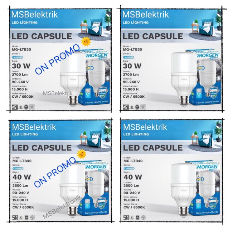 Lampu Led capsule / Lampu jumbo / Lampu kapsul MORGEN 30watt  40watt
