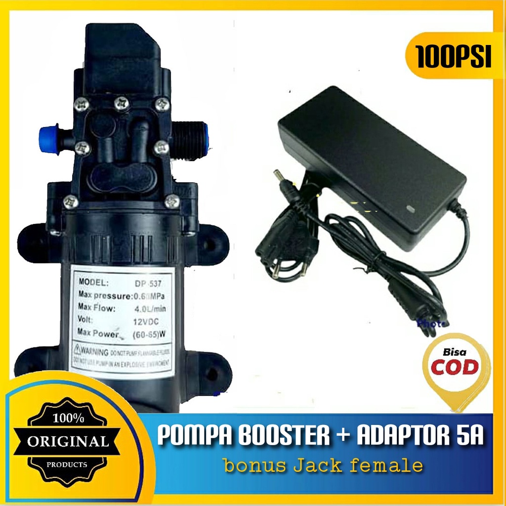 Paket Pompa Air DC 12 Volt High Pressure + Adaptor