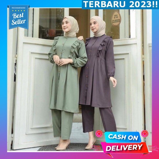 Setelan Korea - Verticillata Set Ardina Set // Long Tunik //Setelan Crinkle//Setelan Cringkel Jumbo 