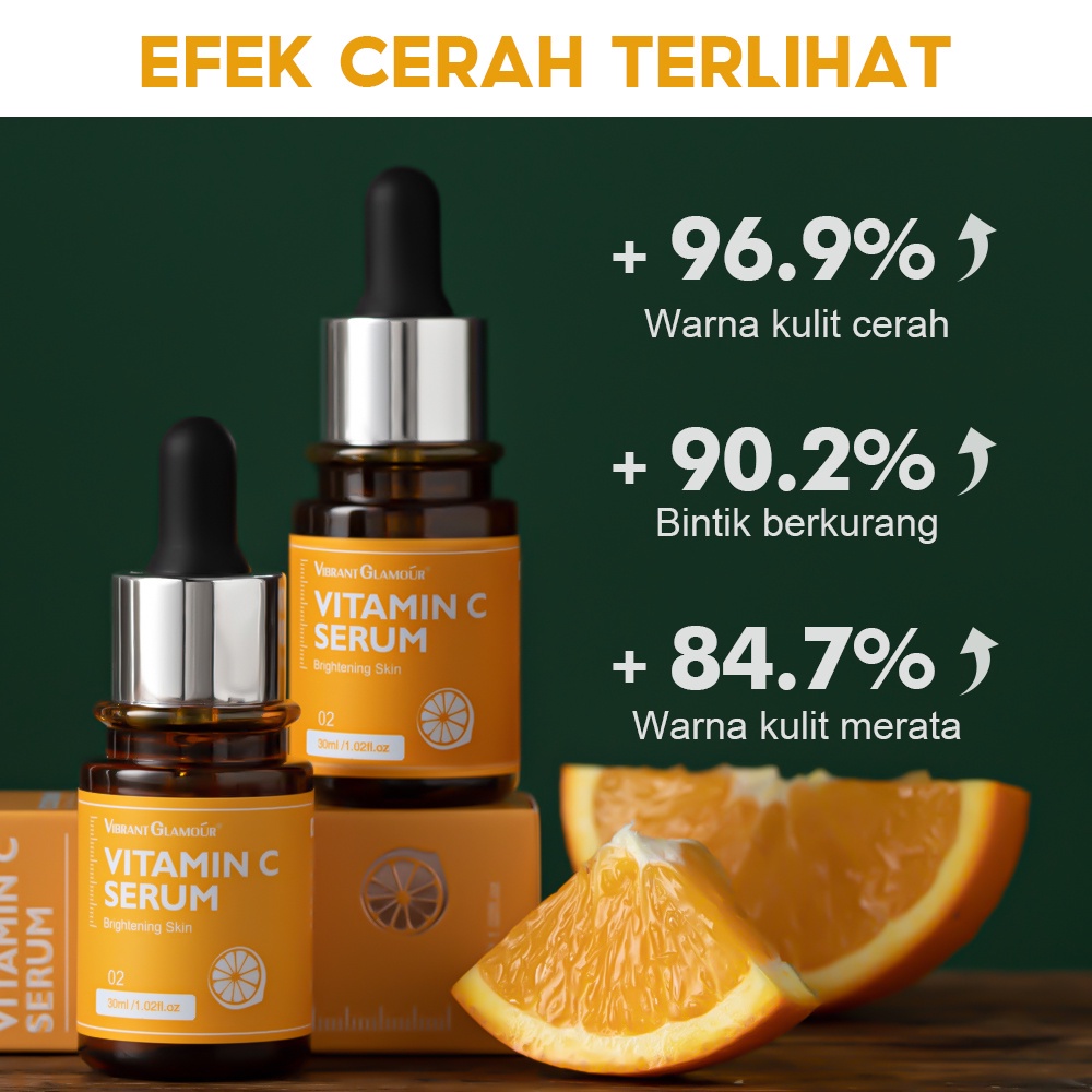 VIBRANT GLAMOUR Vitamin C Whitening Serum 30ml/ Memudarkan Bintik Hitam/Yang Memutihkan Dan Mencerahkan Kulit