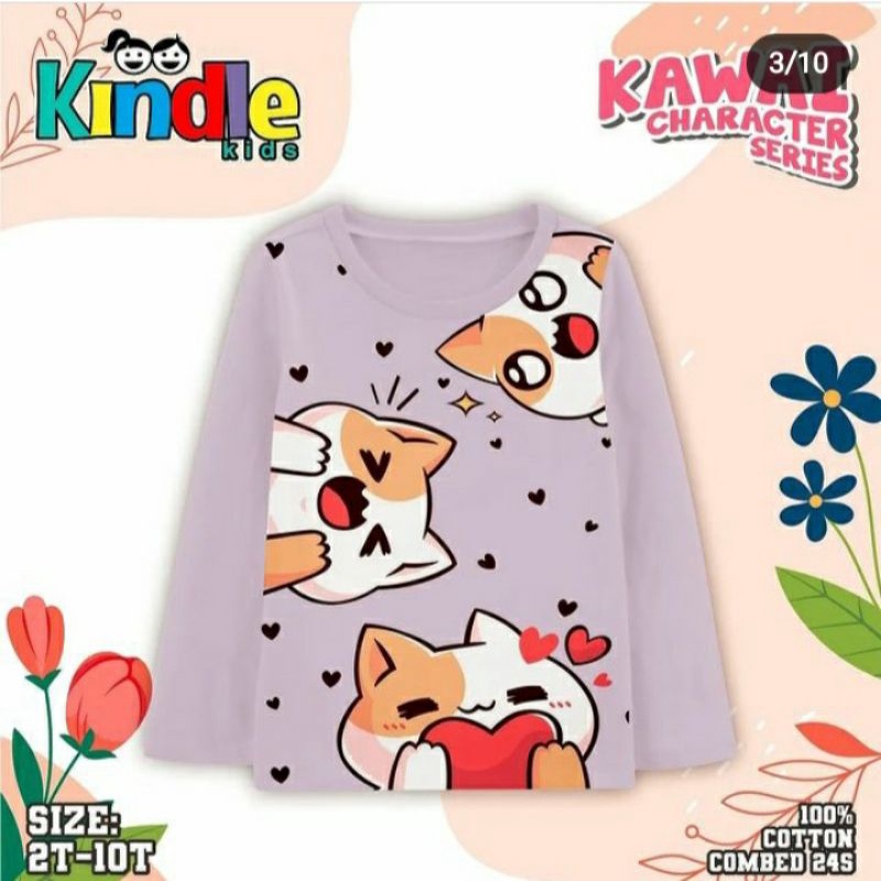 KAOS LENGAN PANJANG KAWAI KARTUN KINDLE KIDS (BRP06)