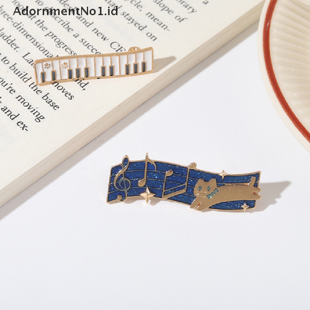 [AdornmentNo1] Musik Notes Bros Untuk Wanita Pria Enamel Dancing Cat Pesta Kantor Brooch Pin Hadiah [ID]