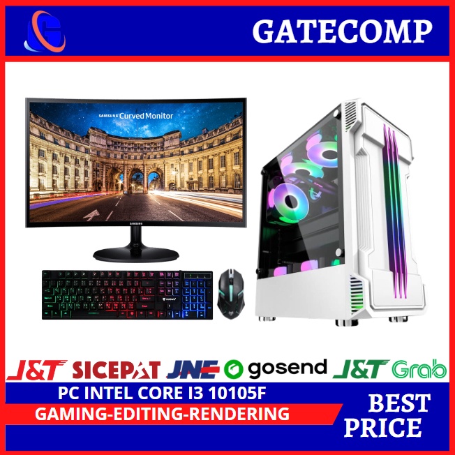 PC Gaming Lengkap Intel i3 10105F  / GTX 750 2GB / DDR 8GB / SSD 120GB / LED 24 Inci