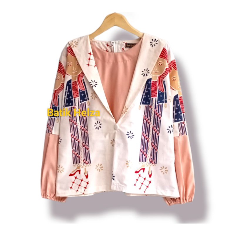 Tunik Batik Wanita Eksklusif Solo lengan balon Resleting belakang