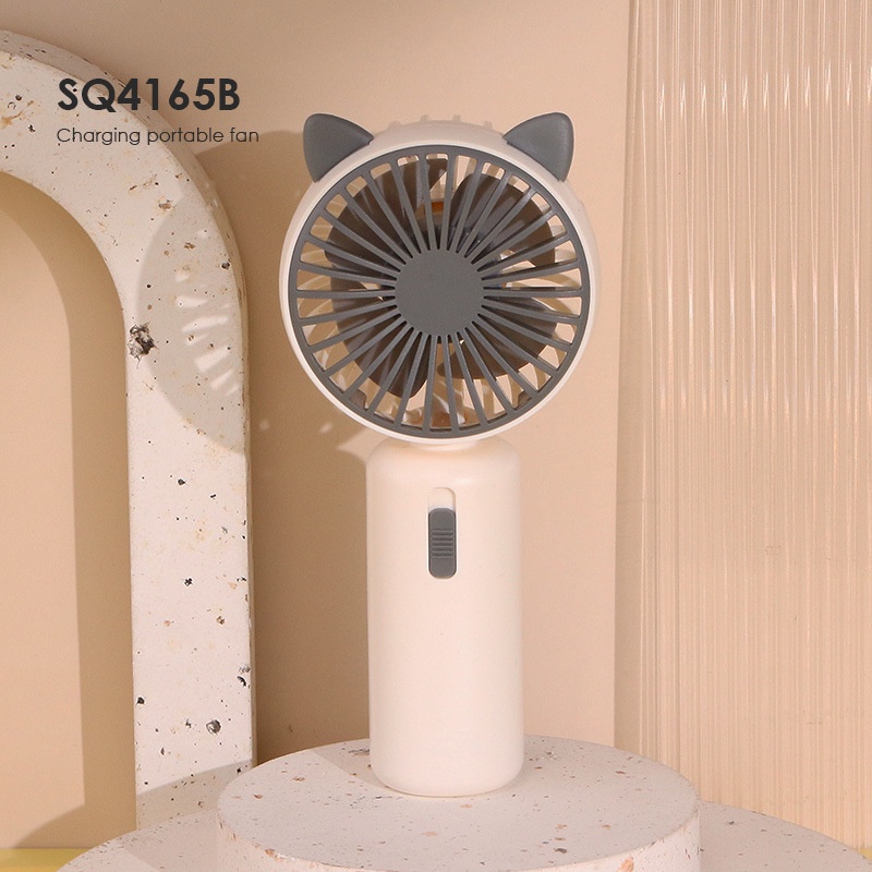 Kipas Genggam Angin Mini Karakter Fan Lucu Handheld USB Rechargeable Portable-Putih