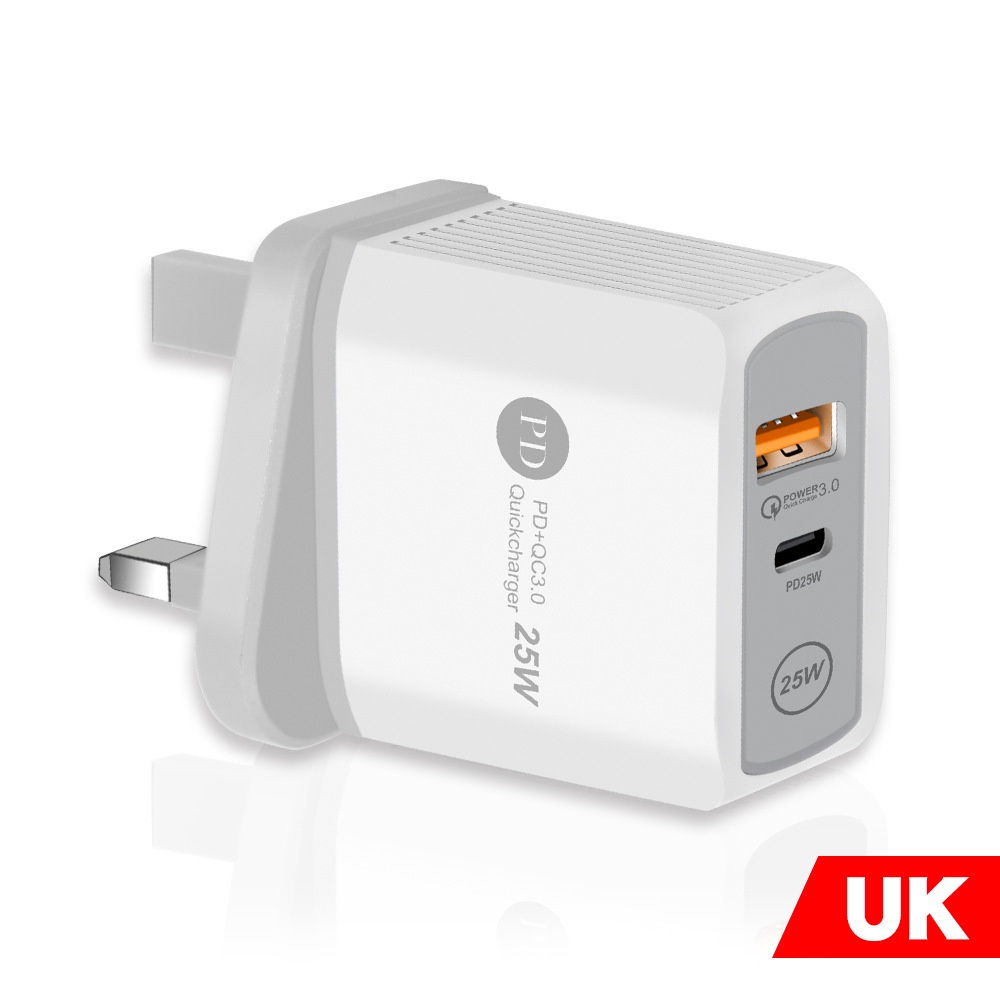 Vaorlo 25W Charger USB PD Fast Charging Port Untuk Port EU UK US QC3.0 Quick Charge