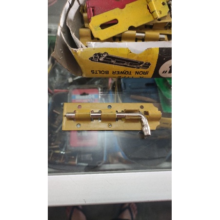 SLOT KUNCI PINTU / GRENDEL SLOT PINTU WARNA KUNING 4"