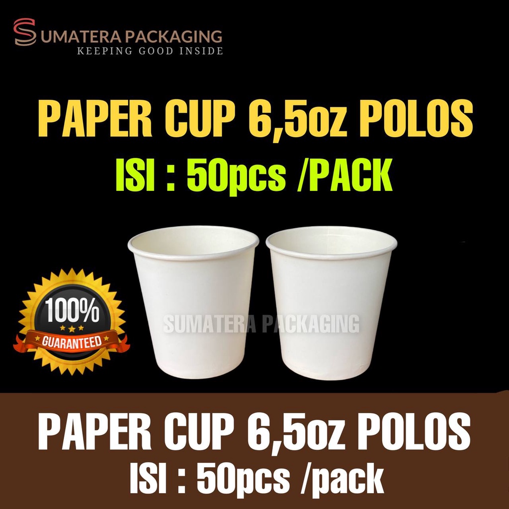 Jual Paper cup 6.5oz POLOS isi 50pcs Tebal Gelas Kertas Kopi Tahan ...