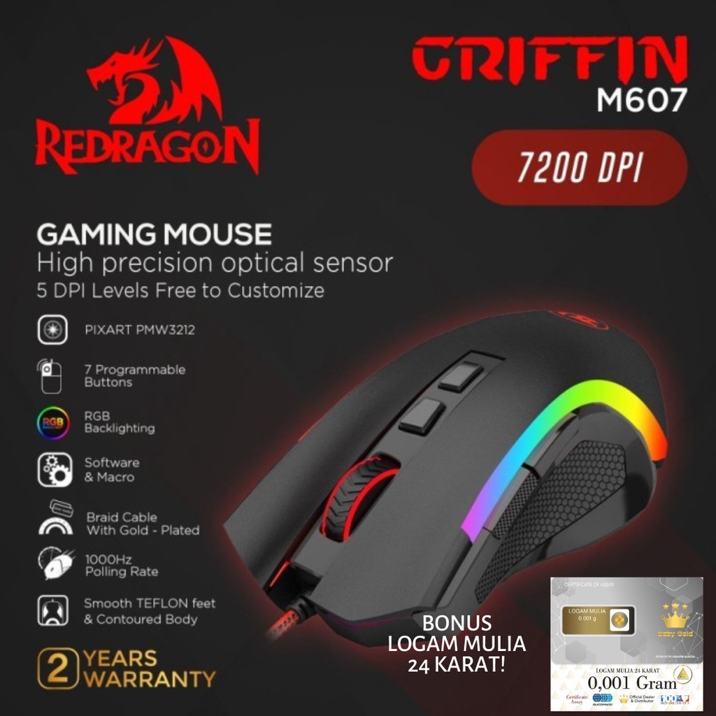 Redragon Gaming Mouse RGB GRIFFIN M607