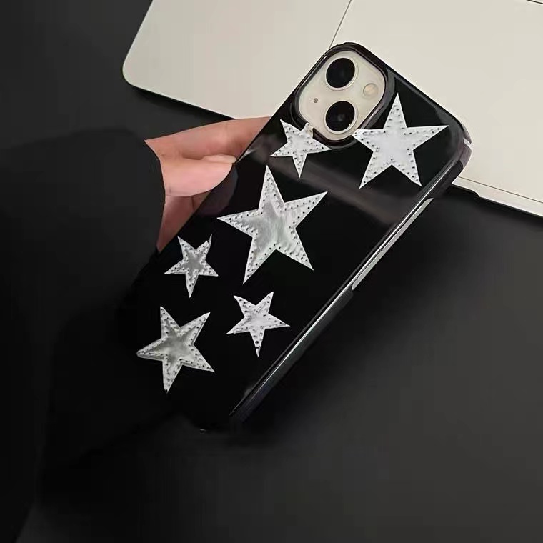 IPHONE Ins Bintang Perak Cocok Untuk Iphone14 14pro 14plus 13 13mini 13pro 13prm iPhone12 7Plus 8Plus Xr XS 13 12mini Pro Max Empat Sudut Casing Ponsel Tahan Guncangan