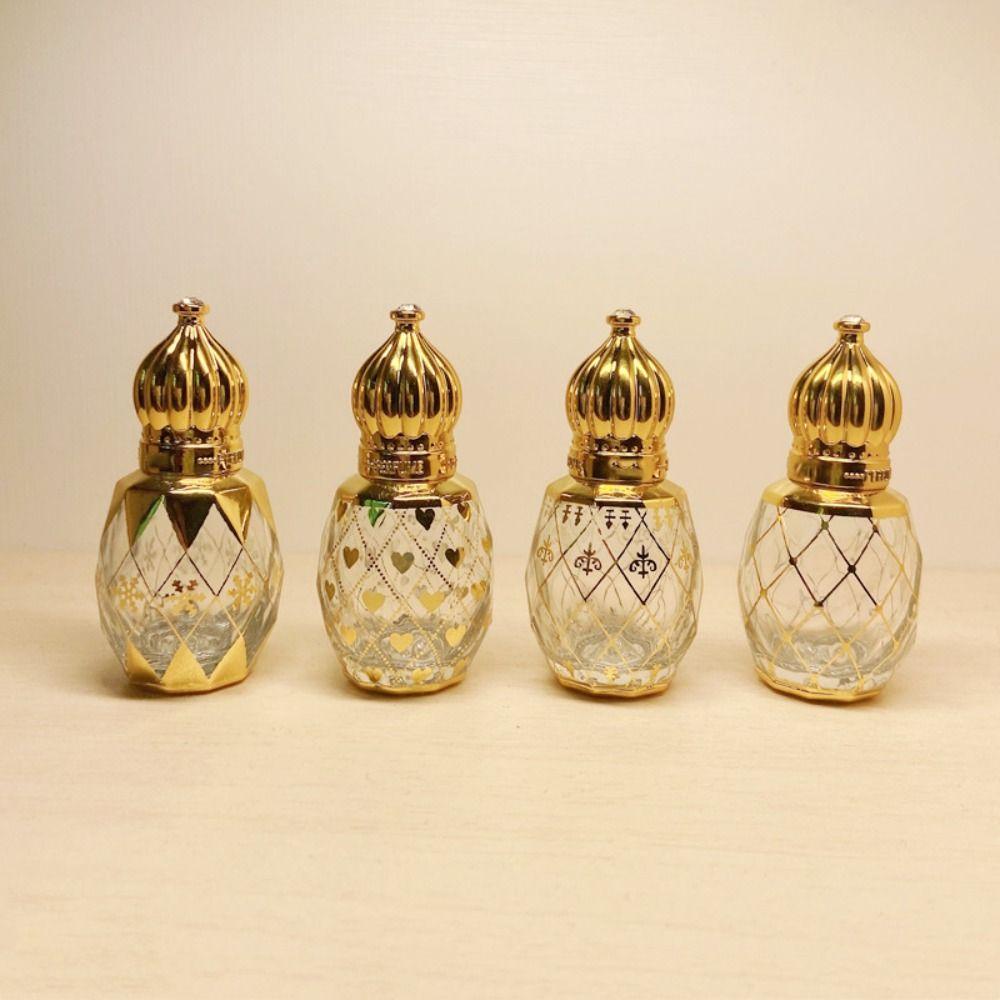 [Elegan] Botol Parfum Gold Portable Transparan Dekorasi Pernikahan Botol Isi Ulang Sample Vial Wadah Kosmetik Roller Ball Botol Vintage Roll on Bottle