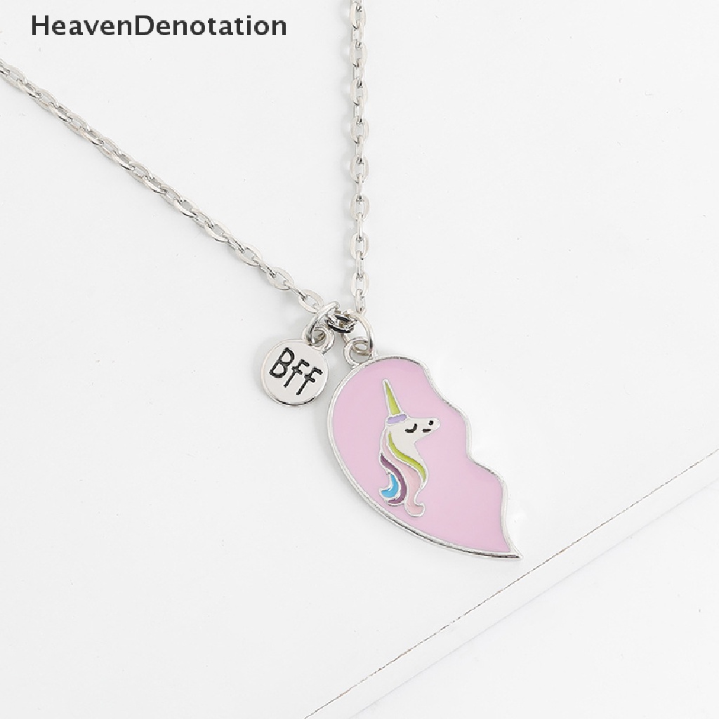 [HeavenDenotation] Best Friends Necklace Patah 2pcs Unicorn Love Jahitan Kalung Persahabatan HDV