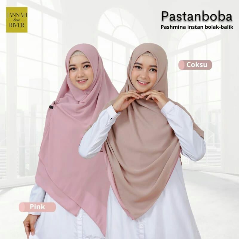 Jilbab Instan Kekinian Ori Jannah River || Phasmina Instan 2 Warna Bolak-balik Coksu-Pink #jilbab #k